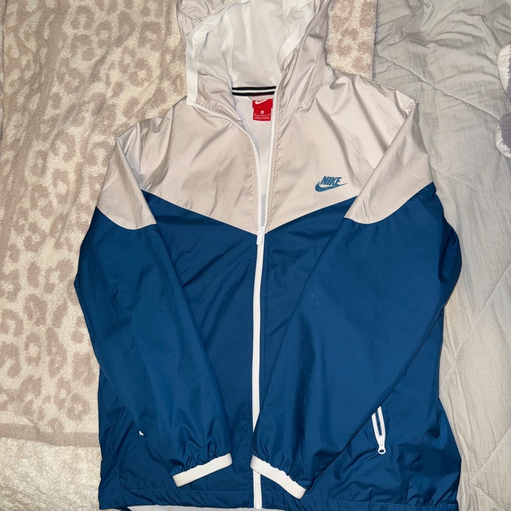 Nike Blue and White Windbreaker Jacket